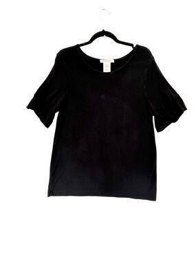 Philosophy Women’s Scoop Neck Flutter Sleeve Top Large Black